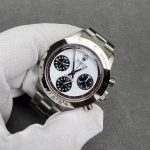 Luxury Daytona-Style Chronograph Watch – White Dial, Black Sub-Dials, Tachymeter Bezel, Stainless Steel Bracelet - 图片 4