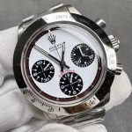 Luxury Daytona-Style Chronograph Watch – White Dial, Black Sub-Dials, Tachymeter Bezel, Stainless Steel Bracelet - 图片 5