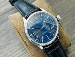 Luxury Cellini-Style Watch – Blue Sunburst Dial, Date Window, Black Leather Strap, Elegant Dress Watch - 图片 3