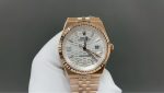 Luxury Oyster Perpetual-Style Watch – Gold Honeycomb Dial, Fluted Bezel, Stainless Steel Bracelet