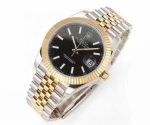 Luxury Two-Tone Datejust-Style Watch – Black Dial, Fluted Bezel, Oyster Bracelet, Automatic Movement - 图片 3