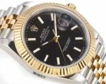 Luxury Two-Tone Datejust-Style Watch – Black Dial, Fluted Bezel, Oyster Bracelet, Automatic Movement - 图片 4