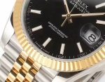 Luxury Two-Tone Datejust-Style Watch – Black Dial, Fluted Bezel, Oyster Bracelet, Automatic Movement - 图片 5