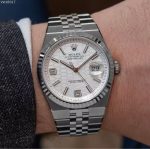 Luxury Oyster Perpetual-Style Land-Dweller Watch – Three Colors Available: Silver, White & Rose Gold with Honeycomb Dial - 图片 5