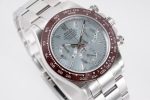 Luxury Daytona-Style Chronograph Watch – Silver Dial, Red Bezel, Stainless Steel Bracelet, Tachymeter Scale - 图片 3