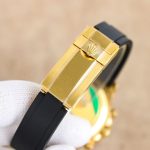 Luxury Diamond-Encrusted Chronograph Watch – Black Dial, Crystal Bezel, Rubber Strap, Elegant Men's Timepiece - 图片 10