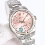 Luxury Pink Dial Oyster Perpetual-Style Watch – Stainless Steel Case, Oyster Bracelet, Elegant Women's Timepiece - 图片 3