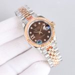 Luxury Two-Tone Datejust-Style Watch – White Dial, Diamond Hour Markers, Fluted Bezel, Women's Timepiece - 图片 3