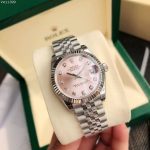 Luxury Pink Dial Datejust-Style Watch – Diamond Hour Markers, Fluted Bezel, Stainless Steel Bracelet - 图片 3