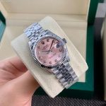 Luxury Pink Dial Datejust-Style Watch – Diamond Hour Markers, Fluted Bezel, Stainless Steel Bracelet - 图片 5