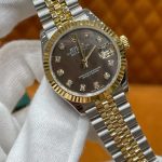 Luxury Two-Tone Datejust-Style Watch – Chocolate Dial, Diamond Hour Markers, Fluted Bezel - 图片 2
