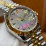 Luxury Two-Tone Datejust-Style Watch – Chocolate Dial, Diamond Hour Markers, Fluted Bezel