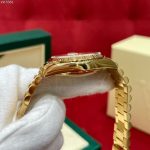 Luxury Full Gold Day-Date-Style Watch – Green Sunburst Dial, Diamond Hour Markers, Fluted Bezel - 图片 6