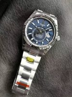 Luxury Sky-Dweller-Style Watch – Blue Dial, Dual Time Zone, 24-Hour Display, Stainless Steel Bracelet - 图片 4