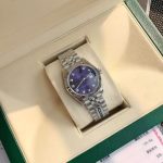 Luxury Datejust-Style Watch – Deep Purple Dial, Diamond Hour Markers, Fluted Bezel, Stainless Steel Bracelet - 图片 3