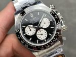 "Luxury Daytona-Style Chronograph Watch – Black Dial with White Sub-Dials, Tachymeter Bezel, Stainless Steel Bracelet  " - 图片 4
