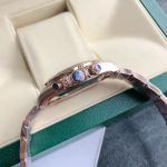 Luxury Rainbow Daytona-Style Chronograph Watch – Rose Gold Case, Multicolored Gemstone Bezel, Black Dial with Three Sub-Dials - 图片 5