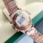 Luxury Rainbow Daytona-Style Chronograph Watch – Rose Gold Case, Multicolored Gemstone Bezel, Black Dial with Three Sub-Dials - 图片 6