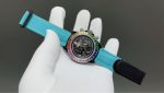 Luxury Rainbow Daytona-Style Chronograph Watch – Rose Gold Case, Multicolored Gemstone Bezel, Black Dial with Three Sub-Dials - 图片 7