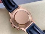 Luxury Daytona-Style Chronograph Watch – Rose Gold Case, Champagne Dial, Black Ceramic Bezel, Rubber Strap - 图片 7