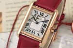 Cartier Tank Solo – Women's 18K Rose Gold Watch with White Dial, Roman Numerals, and Red Alligator Strap - 图片 3