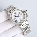 Cartier Pasha de Cartier – Women's Two-Tone Stainless Steel & Yellow Gold Automatic Watch with White Dial and Integrated Bracelet - 图片 9