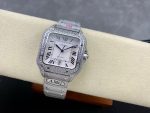 Cartier Santos-Dumont – Women's Full Diamond Pave Automatic Watch with White Dial, Roman Numerals, and Integrated Bracelet - 图片 4