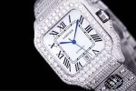 Cartier Santos-Dumont – Women's Full Diamond Pave Automatic Watch with White Dial, Roman Numerals, and Integrated Bracelet - 图片 4