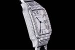 Cartier Santos-Dumont – Women's Full Diamond Pave Automatic Watch with White Dial, Roman Numerals, and Integrated Bracelet - 图片 6