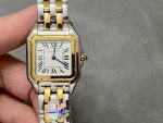 Cartier Santos-Dumont – Women's Two-Tone Stainless Steel & Yellow Gold Watch with White Dial, Roman Numerals, and Integrated Bracelet