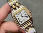 Cartier Santos-Dumont – Women's Two-Tone Stainless Steel & Yellow Gold Watch with White Dial, Roman Numerals, and Integrated Bracelet - 图片 3