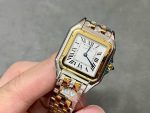 Cartier Santos-Dumont – Women's Two-Tone Stainless Steel & Yellow Gold Watch with White Dial, Roman Numerals, and Integrated Bracelet - 图片 4