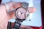 Cartier Ballon Bleu – Women's Stainless Steel Automatic Watch with Pink Dial, Roman Numerals, and Integrated Bracelet - 图片 3