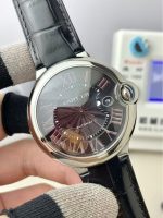 Cartier Ballon Bleu – Women's Stainless Steel Automatic Watch with Transparent Dial, Roman Numerals, and Black Alligator Strap - 图片 3