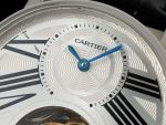 Cartier Rotonde de Cartier – Women's Skeleton Tourbillon Automatic Watch with Silver Dial, Roman Numerals, and Black Alligator Strap - 图片 4