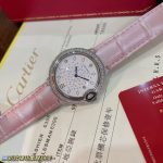 Cartier Ballon Bleu – Women's Diamond-Paved Automatic Watch with Starry Dial, Red Alligator Strap, and Blue Sapphire Crown - 图片 6