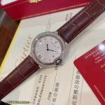 Cartier Ballon Bleu – Women's Diamond-Paved Automatic Watch with Starry Dial, Red Alligator Strap, and Blue Sapphire Crown - 图片 7