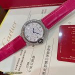 Cartier Ballon Bleu – Women's Diamond-Paved Automatic Watch with Starry Dial, Red Alligator Strap, and Blue Sapphire Crown - 图片 9