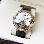 Cartier Rotonde de Cartier – Men's 18K Rose Gold Skeleton Tourbillon Watch with White Dial, Multiple Complications, and Black Alligator Strap - 图片 2