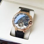 Cartier Rotonde de Cartier – Men's 18K Rose Gold Skeleton Tourbillon Watch with White Dial, Multiple Complications, and Black Alligator Strap - 图片 3