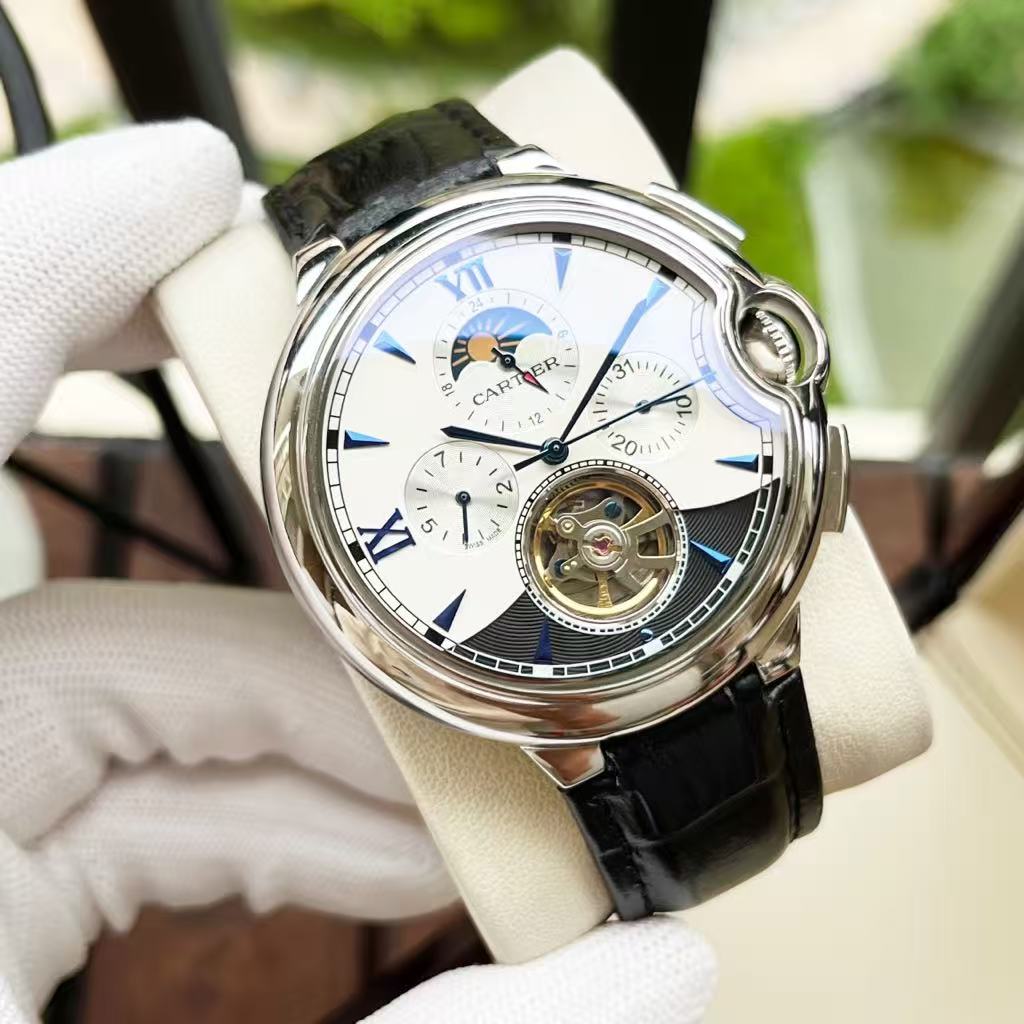 微信图片_20250925141519_3671_76 Cartier Rotonde de Cartier – Men's 18K Rose Gold Skeleton Tourbillon Watch with White Dial, Multiple Complications, and Black Alligator Strap - 图片 1