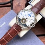 Cartier Rotonde de Cartier – Men's 18K Rose Gold Skeleton Tourbillon Watch with White Dial, Multiple Complications, and Black Alligator Strap - 图片 7