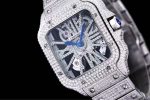 Cartier Santos-Dumont – Men's Fully Diamond-Paved Automatic Skeleton Watch with Transparent Dial and White Gold Bracelet - 图片 3