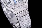 Cartier Santos-Dumont – Men's Fully Diamond-Paved Automatic Skeleton Watch with Transparent Dial and White Gold Bracelet - 图片 4