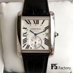 Cartier Tank Française – Men's Stainless Steel Automatic Watch with Silver Guilloché Dial, Roman Numerals, and Black Alligator Strap - 图片 2