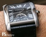 Cartier Tank Française – Men's Stainless Steel Automatic Watch with Silver Guilloché Dial, Roman Numerals, and Black Alligator Strap - 图片 7