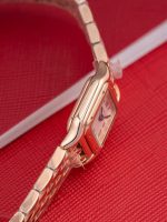 Cartier Santos-Dumont – Women's 18K Rose Gold Automatic Watch with White Dial, Roman Numerals, and Integrated Bracelet - 图片 6