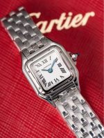 Cartier Santos-Dumont – Women's Stainless Steel Automatic Watch with White Dial, Roman Numerals, and Integrated Bracelet
