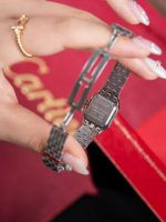 Cartier Santos-Dumont – Women's Stainless Steel Automatic Watch with White Dial, Roman Numerals, and Integrated Bracelet - 图片 9