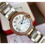 Cartier Ballon Bleu – Women's Two-Tone Stainless Steel & Rose Gold Watch with Diamond Bezel, White Dial, and Roman Numerals - 图片 3